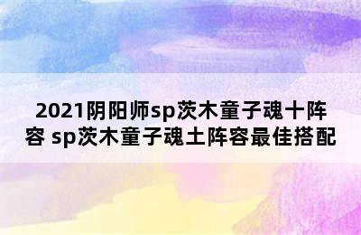 2021阴阳师sp茨木童子魂十阵容 sp茨木童子魂土阵容最佳搭配